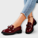 Mocassins Negres Lustrats per Dona amb Llaç