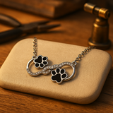 Infinite Love Dog Paw Necklace with Zirconia