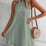 Vestit curt sense mànigues de tall A per a dona amb disseny floral de ulls