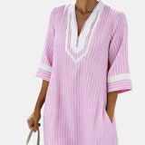Klara™ | Vestit lleuger a ratlles amb escot en V