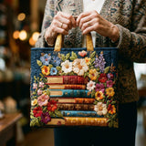 Bolso Artesanal - Impresión Floral y Libros