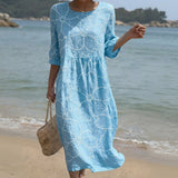Joana - Vestit Maxi de Coll Rodó amb Estampat