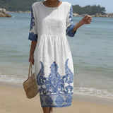 Bianca - Vestit Maxi de Coll Rodó amb Estampat