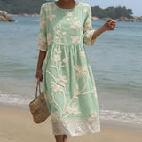 Gabi - Vestit Midi amb Estampat de Plantes i Flors
