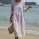 Carla - Vestit Maxi de Coll Rodó amb Estampat