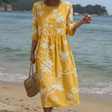 Iara - Vestit Midi amb Estampat de Plantes i Flors