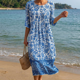 Liana - Vestit Maxi de Coll Rodó amb Estampat