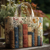 Quilted Handmade Bag "Books and Flowers"