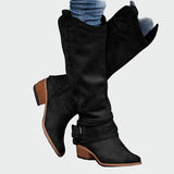 Botas de cowboy retro de cuir