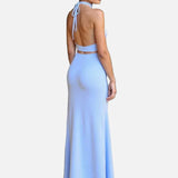 Vestit Maxi de Coll Halter – Vestit de Nit Elegant i Drapejat per a Dones