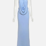 Vestit Maxi de Coll Halter – Vestit de Nit Elegant i Drapejat per a Dones