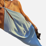 Vestit Maxi de Coll Halter – Vestit de Nit Elegant i Drapejat per a Dones
